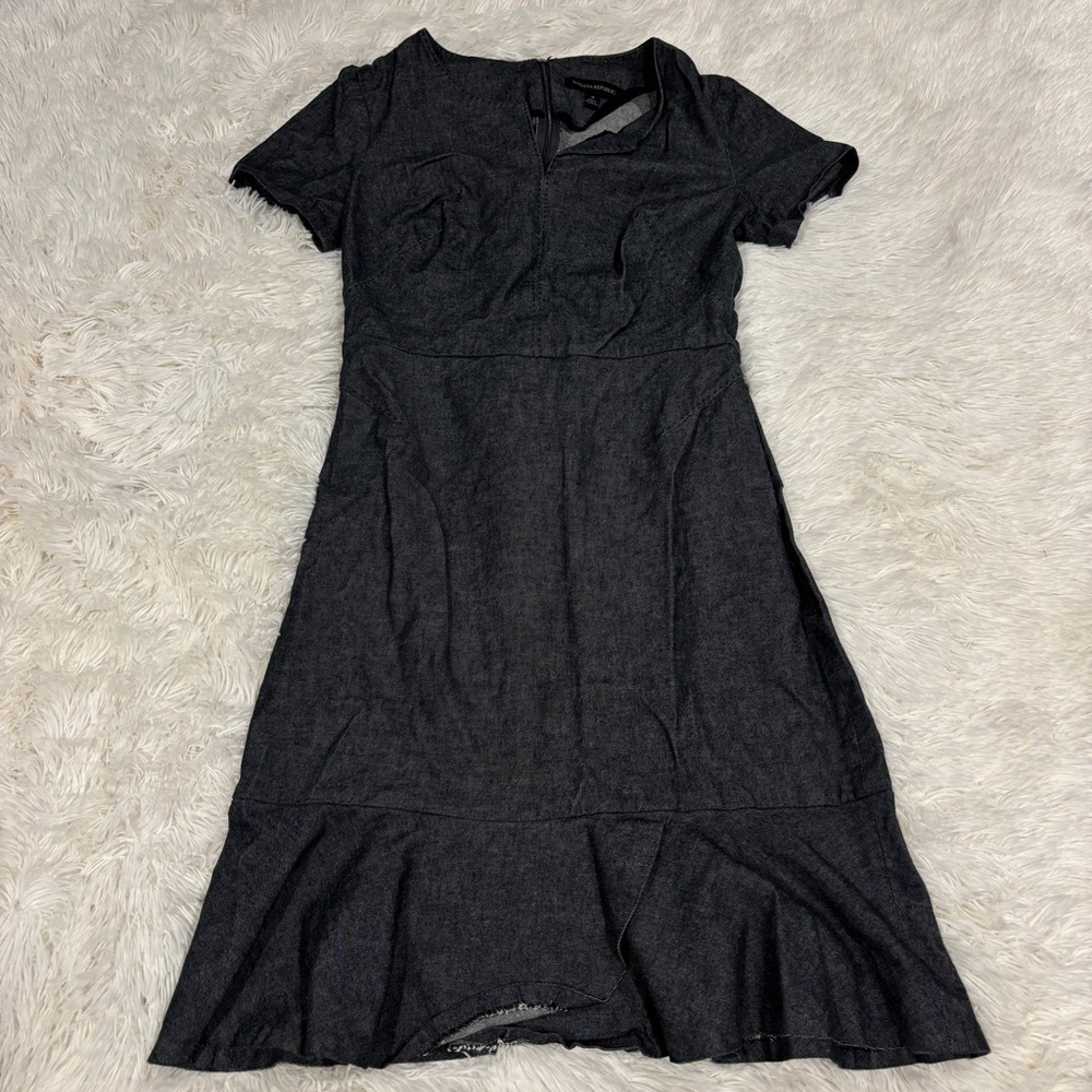 Banana Republic Blue Chambray Sheath Peplum Dress Size 4 - Picture 5 of 16